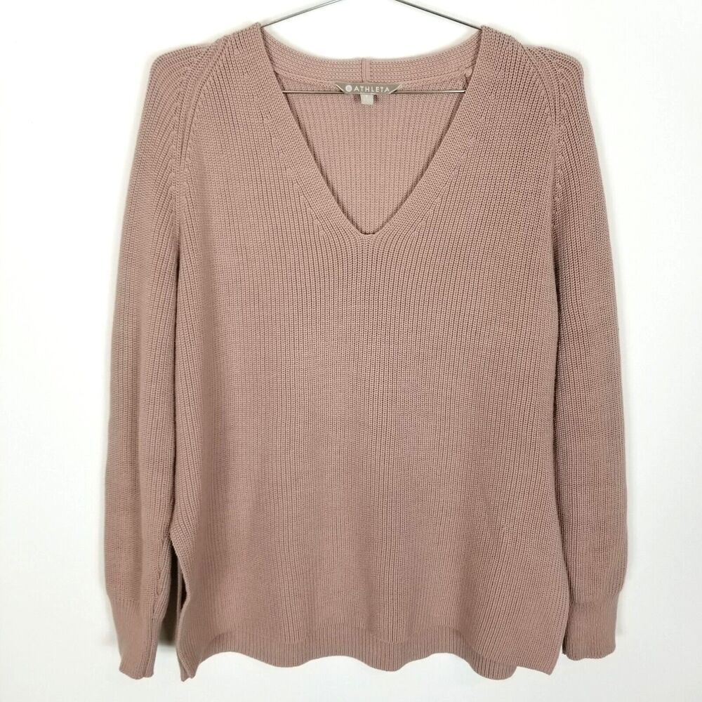 Athleta Women Switchback Pullover Merino Wool‎ Blend Sweater Sz S  Rose